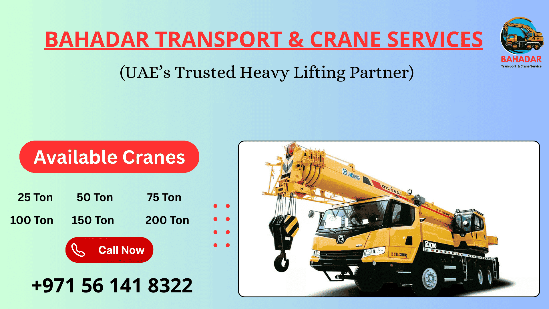 Cranes rental service for UAE